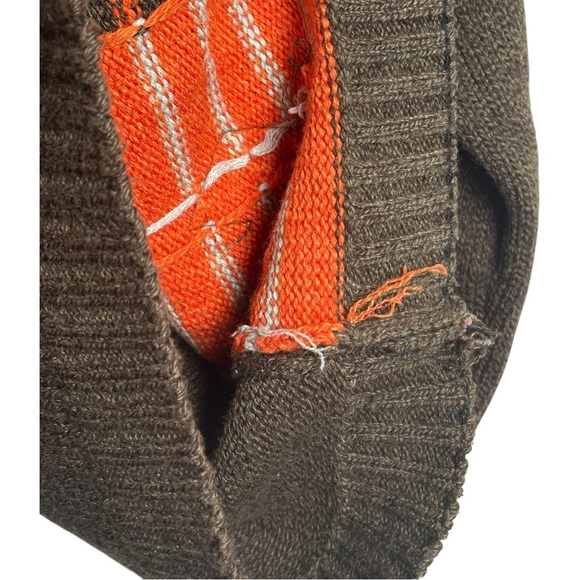 Deekay Oswal Men's Small Knit Sweater Color Block Geometric Stripes Orange - Picture 7 of 12